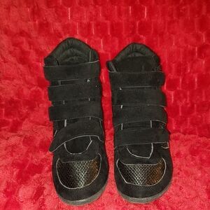 Womens Black High-Top Wedged Velcro Sequin Sneakers! New w/Original Box!